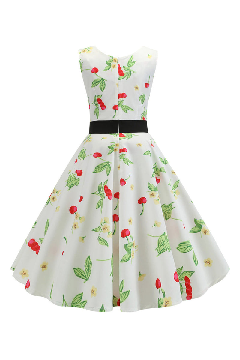 Load image into Gallery viewer, Light Green Printed Sleeveless Vintage Dress