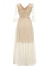 Load image into Gallery viewer, Apricot Tulle Long Sleeve Wedding Guest Dress With Appliques