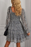 Black Off the Shoulder Printed Long Sleeves Summer Dress