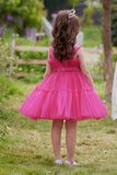 A Line Removable Hot Pink Girl's Party Dress