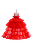 A Line Removable Hot Pink Girl's Party Dress