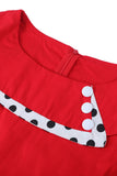 Polka Dots Red 1950s Dress with Button