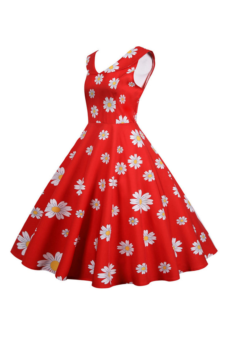 Load image into Gallery viewer, Sleeveless Printed Yellow 1950s Dress