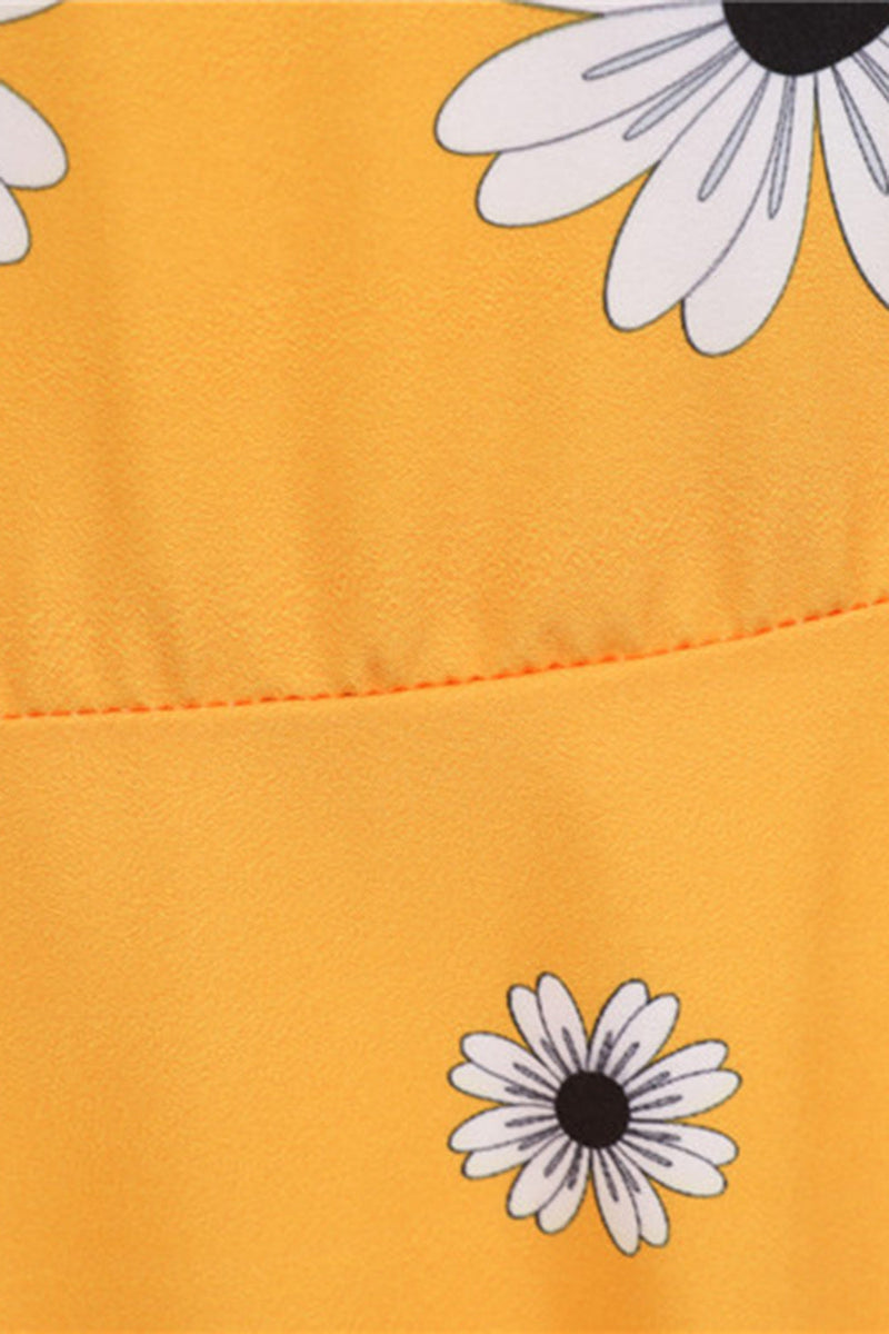 Load image into Gallery viewer, Sleeveless Printed Yellow 1950s Dress