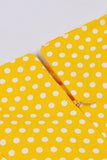 Yellow Polka Dots Square Neck Vintage Dress