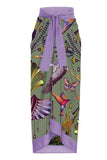 Purple One Piece Printed Swimwear with Beach Skirt