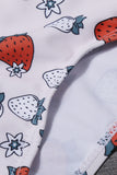 White One Piece Printed Swimwear with Strawberries