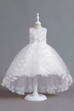 Champagne Beading High Low Butterfly Girls Dresses