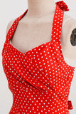 Halter Red Polka Dots 1950s Dress