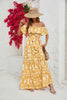 Load image into Gallery viewer, Yellow Printed Off the Shoulder Long Summer Dress