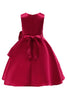 Load image into Gallery viewer, Boat Neck Sleeveless Burgundy Girls Dresses with Bowknot