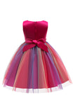 Sparkly Boat Neck Purple Girls Dresses