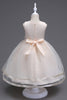 Load image into Gallery viewer, Boat Neck Tulle White Girls Dresses with Bow