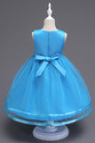 Boat Neck Tulle White Girls Dresses with Bow