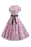 A Line Printed Swing 1950s Dresss