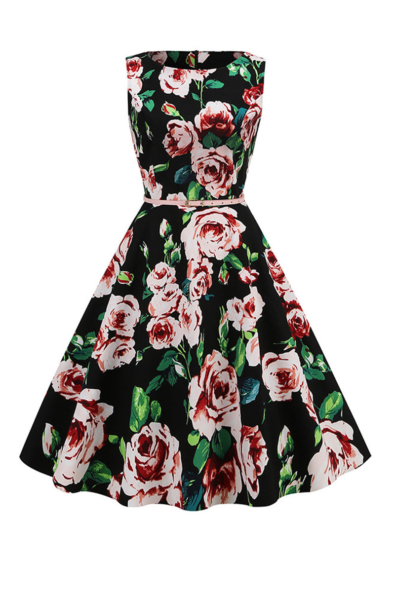 Load image into Gallery viewer, Printed A Line Short Swing 1950s Dress