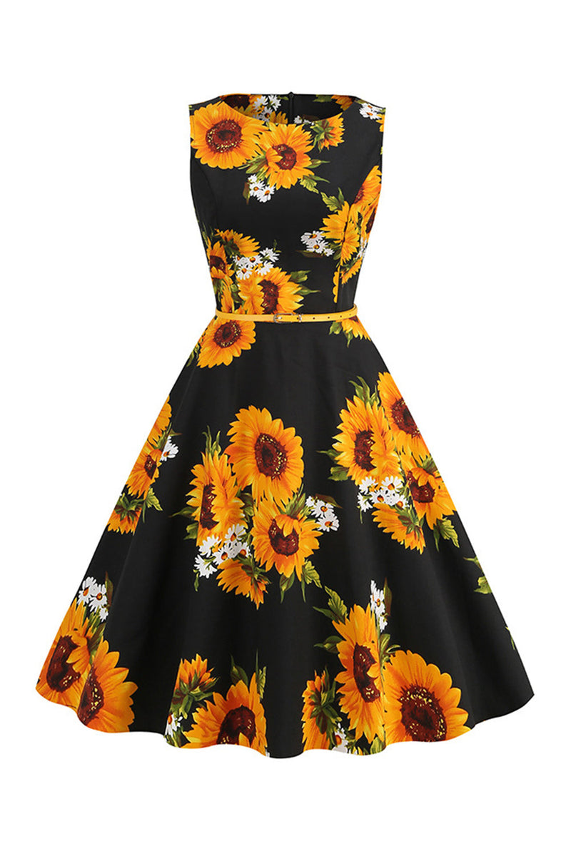 Load image into Gallery viewer, Printed A Line Short Swing 1950s Dress