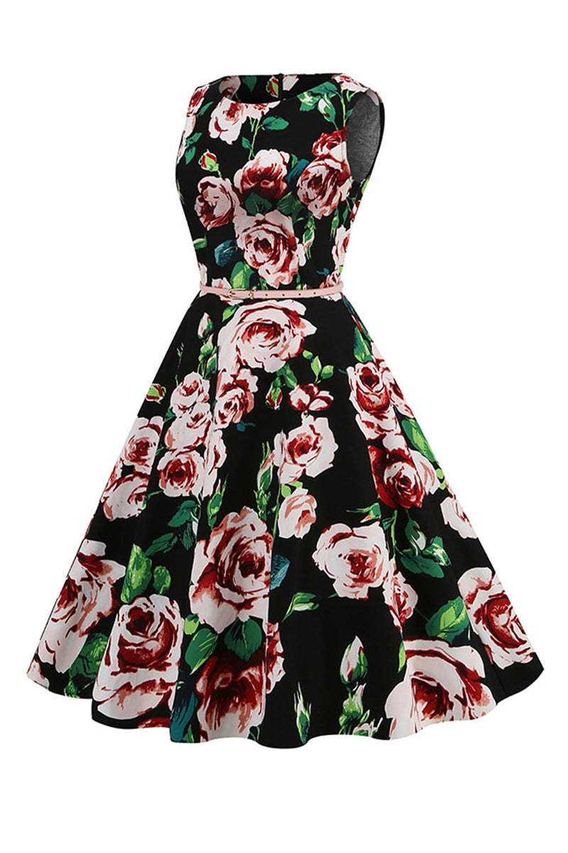 Load image into Gallery viewer, Printed A Line Short Swing 1950s Dress
