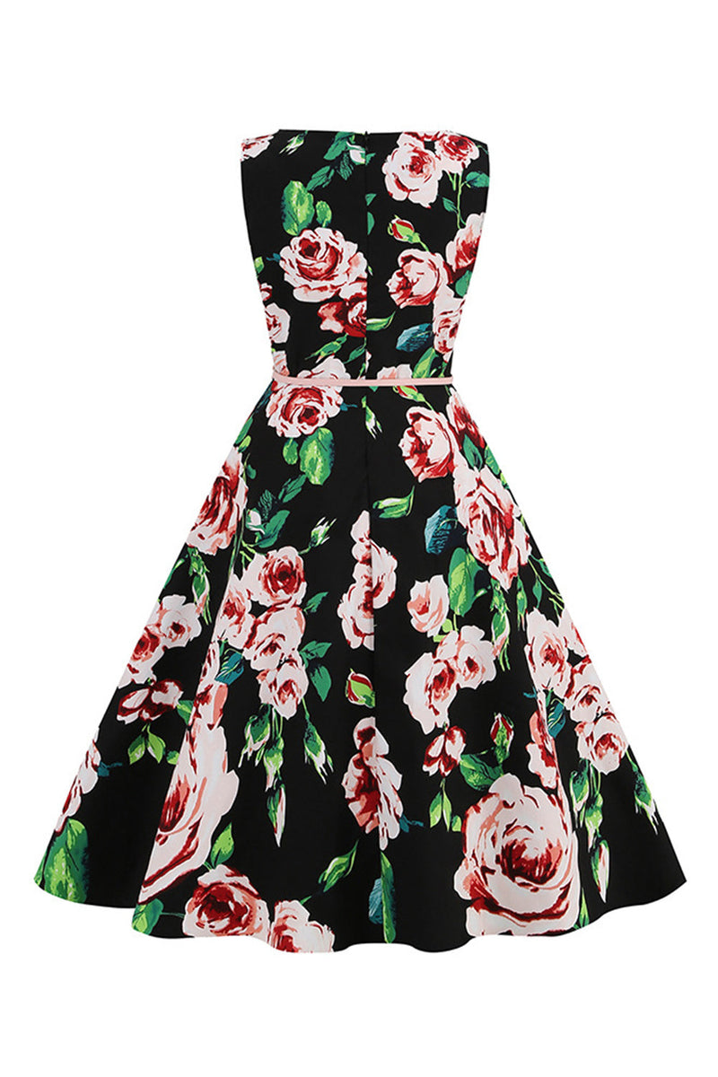 Load image into Gallery viewer, Printed A Line Short Swing 1950s Dress