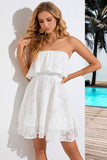 Strapless A Line White Graduation Dress