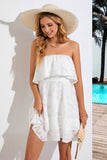 Strapless A Line White Graduation Dress