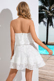 Strapless A Line White Graduation Dress