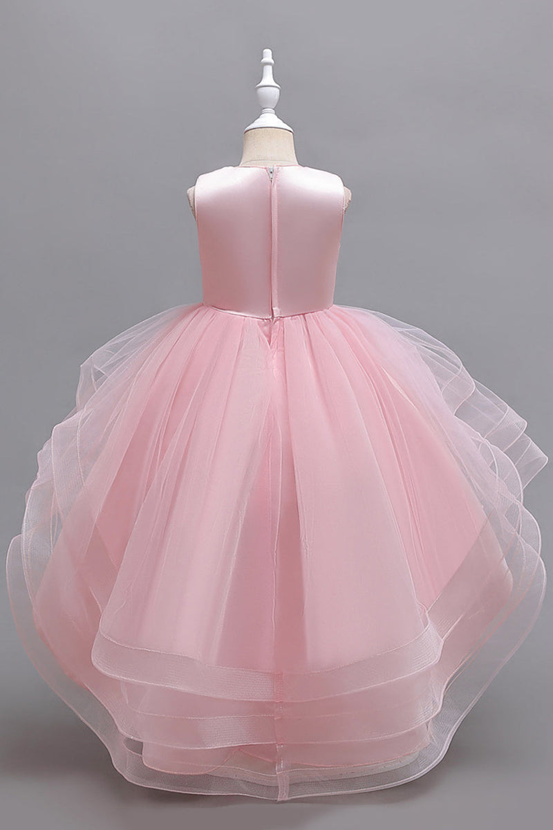 Load image into Gallery viewer, Pink High Low Appliques Sparkly Girls Dresses