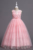 Load image into Gallery viewer, Pink Round Neck Girls Dresses With 3D Flowers