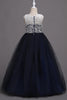 Load image into Gallery viewer, Purple A Line Tulle Girls Dresses With Lace