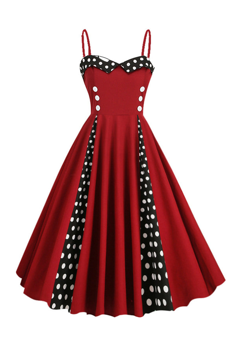 Load image into Gallery viewer, Light Blue Polka Dots Spaghetti Straps 1950s Dress