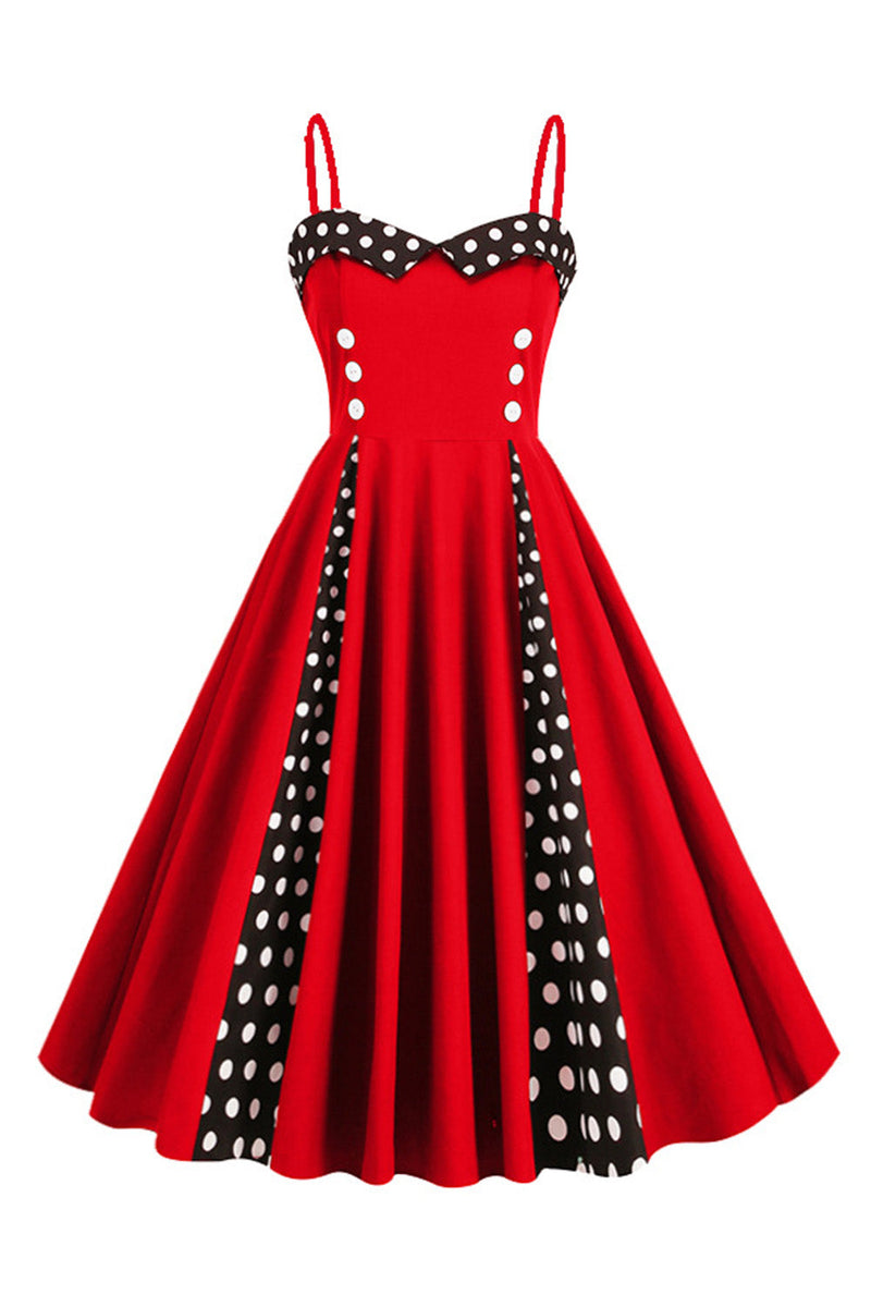 Load image into Gallery viewer, Light Blue Polka Dots Spaghetti Straps 1950s Dress