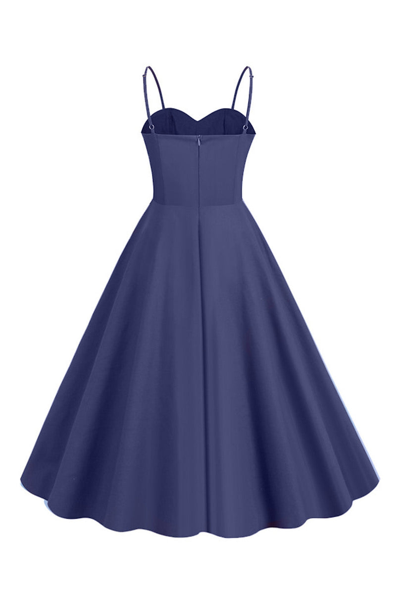Load image into Gallery viewer, Light Blue Polka Dots Spaghetti Straps 1950s Dress