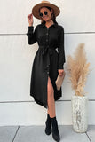 Long Sleeves A Line Black Button Summer Dress