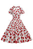 Load image into Gallery viewer, White Cherries Print Halter Vintage Dress With Short Sleeves