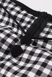 Black Plaid Off the Shoulder Vintage Dress With Short Sleeves