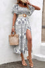 Load image into Gallery viewer, White Square Neck Printed Summer Dress With Short Sleeves