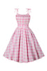Load image into Gallery viewer, Pink Plaid Pin Up Vintage 1950s Dress