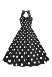 Pink Polka Dots Pin Up Vintage 1950s Dress