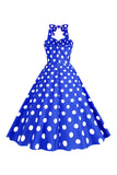 Pink Polka Dots Pin Up Vintage 1950s Dress