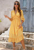 Load image into Gallery viewer, Yellow Long Sleeves Floral Boho Maxi Dress