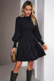 Pink Long Sleeves A Line Casual Dress with Ruffles