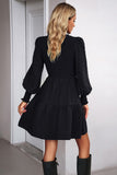 Pink Long Sleeves A Line Casual Dress with Ruffles