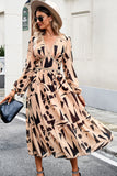 Black Printed Long Sleeves Casual Dress