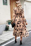 Black Printed Long Sleeves Casual Dress