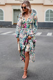 Black Printed Long Sleeves Casual Dress