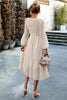 Load image into Gallery viewer, Pink A-Line Long Sleeves Midi Casual Dress