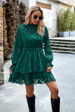 White Long Sleeves A-Line Short Casual Dress With Appliques