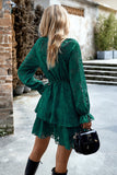 White Long Sleeves A-Line Short Casual Dress With Appliques