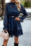 White Long Sleeves A-Line Short Casual Dress With Appliques