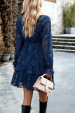 White Long Sleeves A-Line Short Casual Dress With Appliques